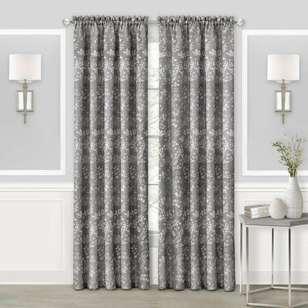 EYECATCHER 52 x 63 in. Charlotte Rod Pocket Window Curtain Panel, Grey EY2511883